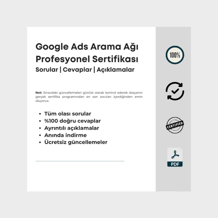 Cevapları içeren dosya Google Ads Arama Ağı Profesyonel Sertifikası